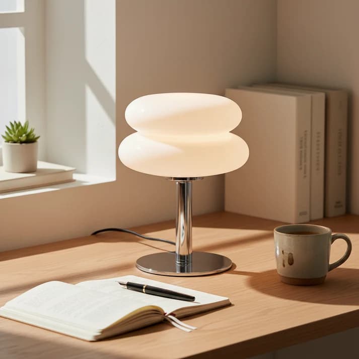 Table lamp styled for retail, residential and workspace collections